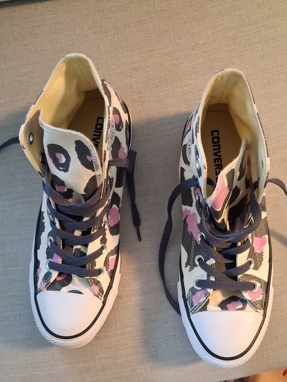 Converse Kids White, Pink & Black Leopard High-Top Sneakers